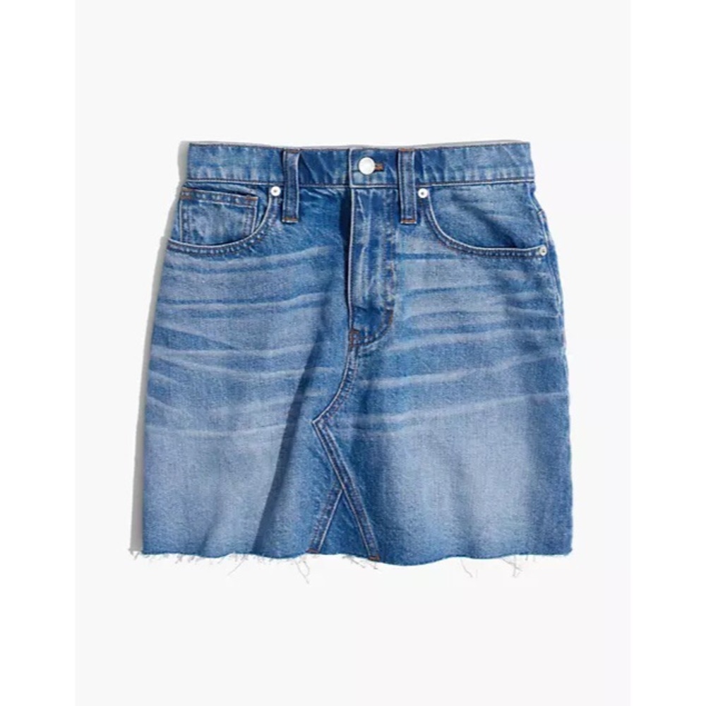 Madewell Women’s Mini Skirt Jean Size 30 Frisco Denim A Line Cut Off - Picture 9 of 12